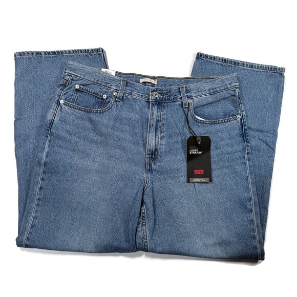 Levis Premium Big E Premium Jeans 33 x 30 Womens Blue NWT Loose Straight Denim - Picture 1 of 16